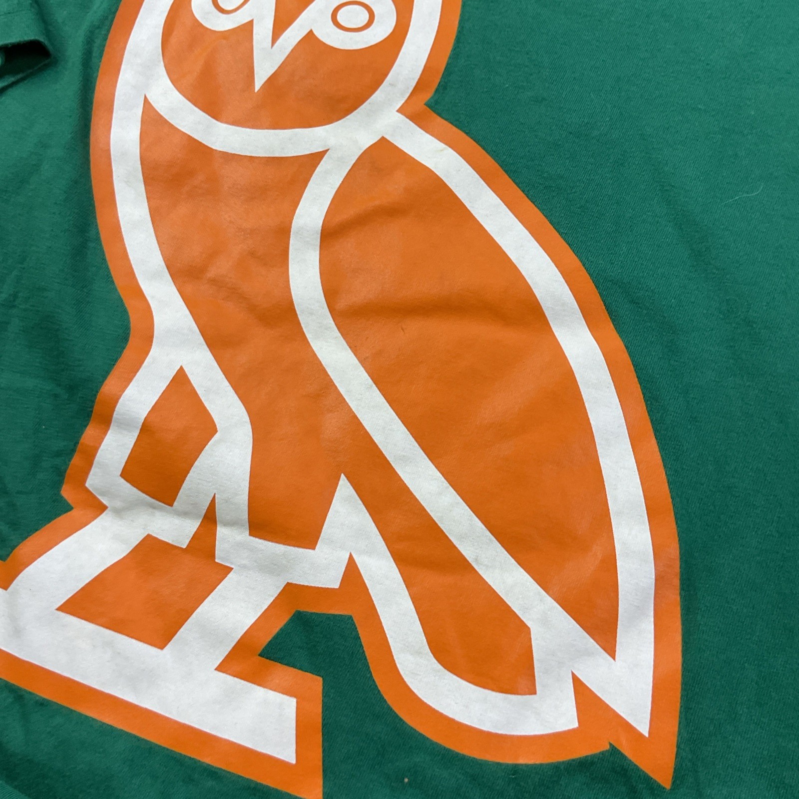 OVO T-Shirt Men Sz L Forever October’s Very Own Drake Owl Green Owl Double Sided