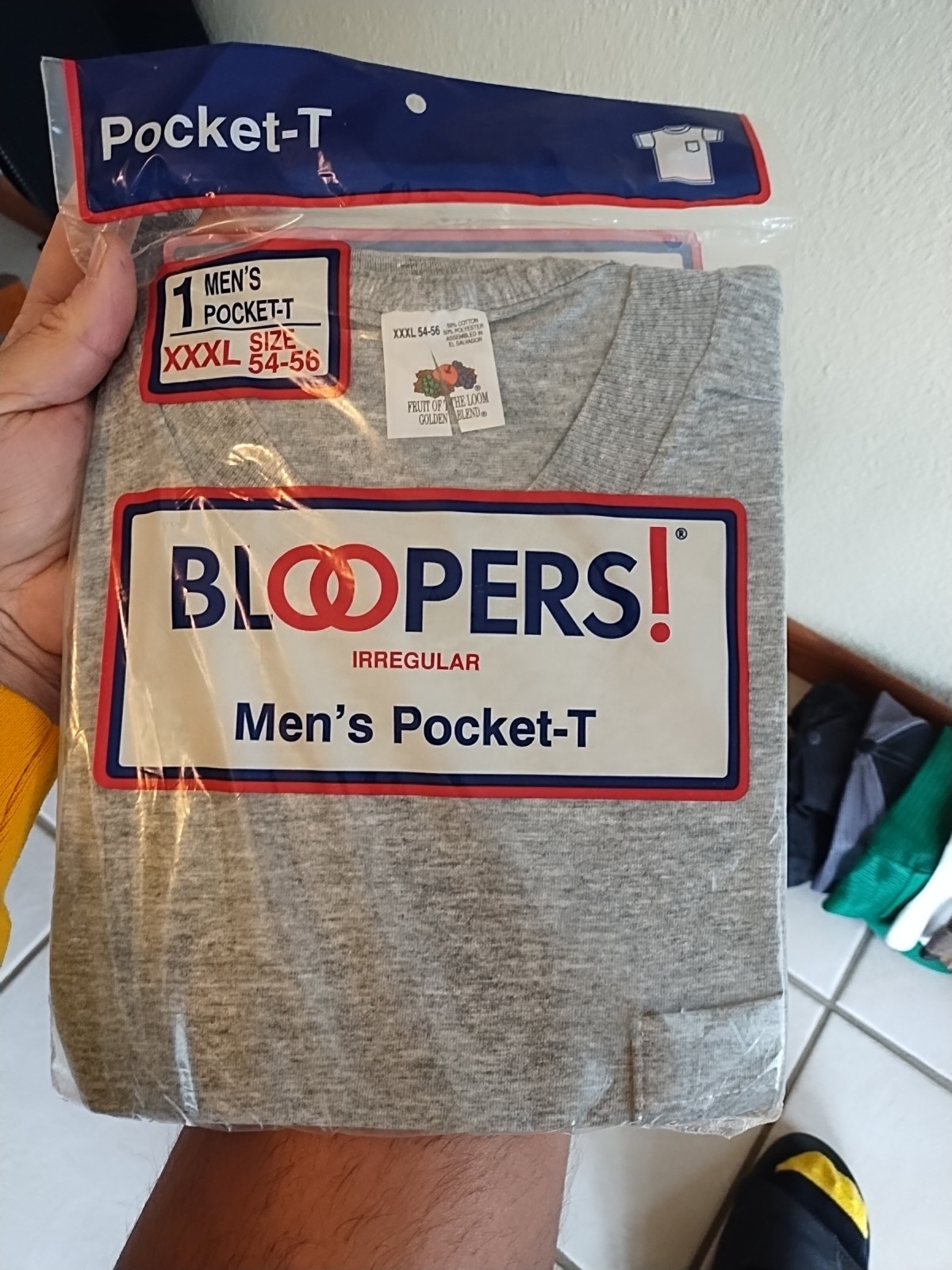 New 1994 Vtg FOTL Bloopers Pocket Shirt XXXL T-Shirt Irregular 50/50 Cotton Poly