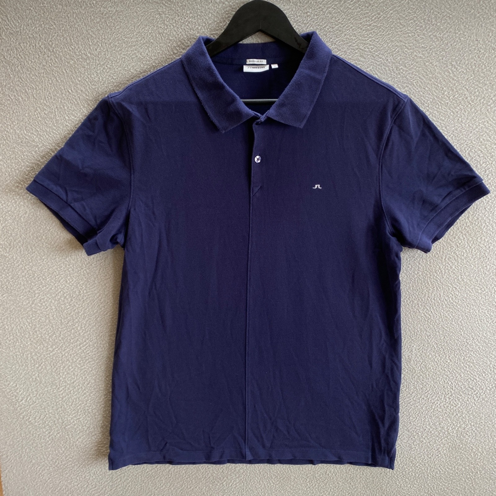 J Lindeberg Regular Fit Classic Designer Polo Pique Cotton Size Large Golf Navy
