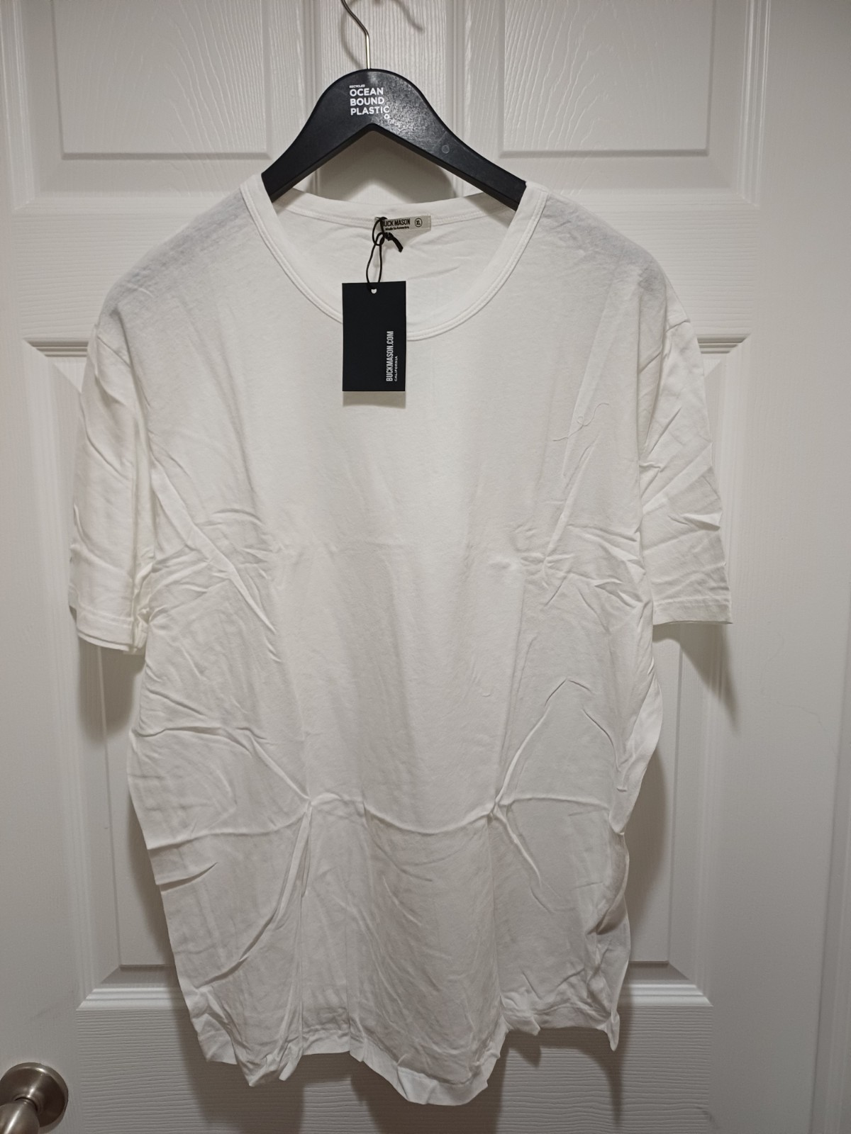 Buck Mason XL Mens White Costa Curved Hem 100% Cotton Crewneck Tee Made USA New