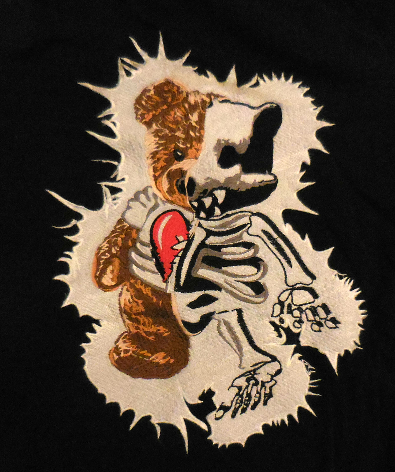 1 ad ,adult large, Retro Zebel T Shirt Black color Skeleton teddy bear VTG