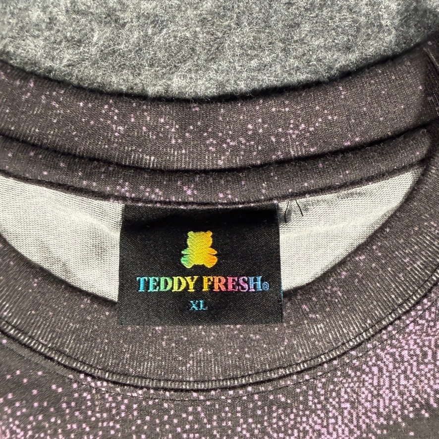 Teddy Fresh T Shirt Mens XL Purple Skull Graphic All Over Print Streetwear Tee