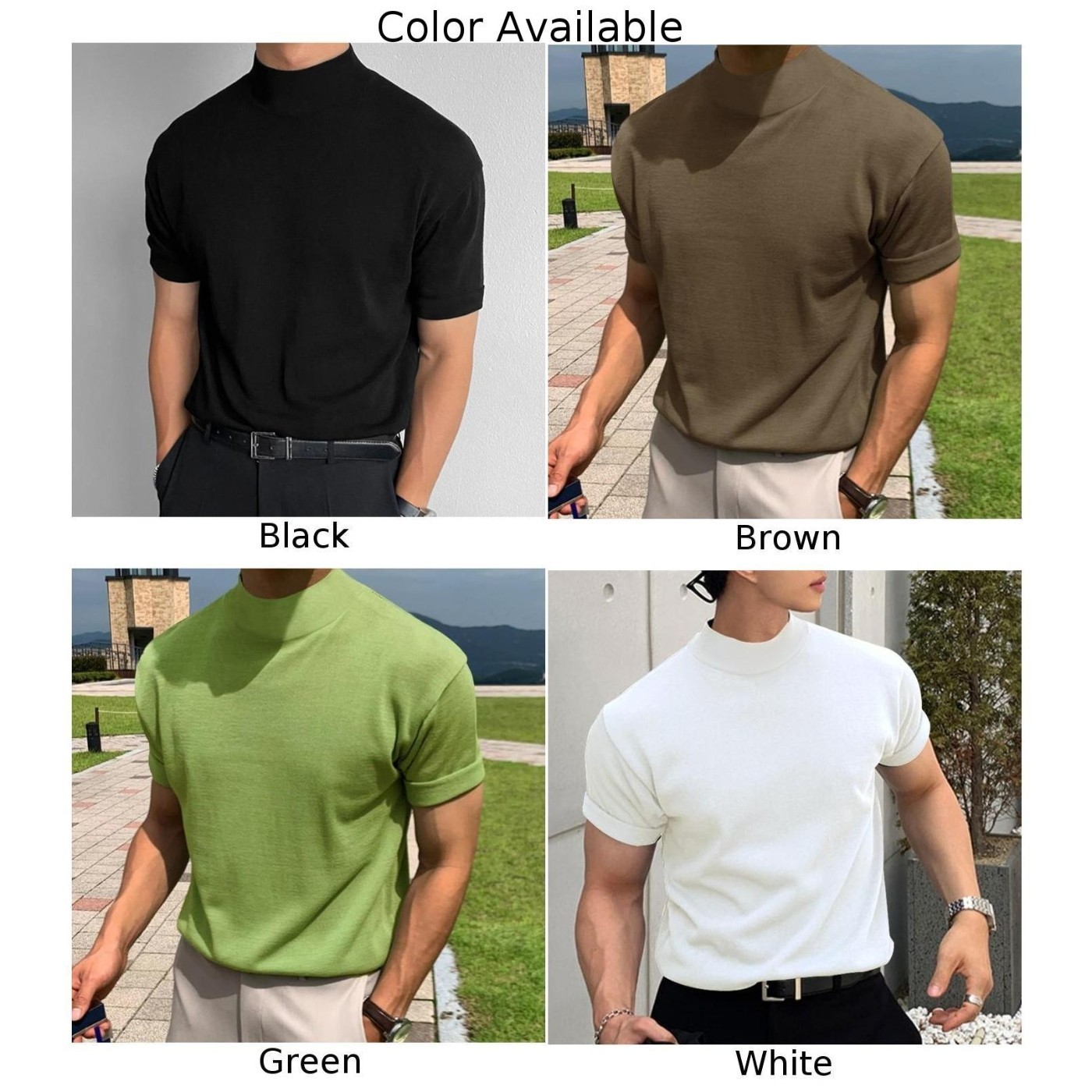 Cozy Men’s Undershirt Half Turtleneck Tee Top for Casual and Formal Events
