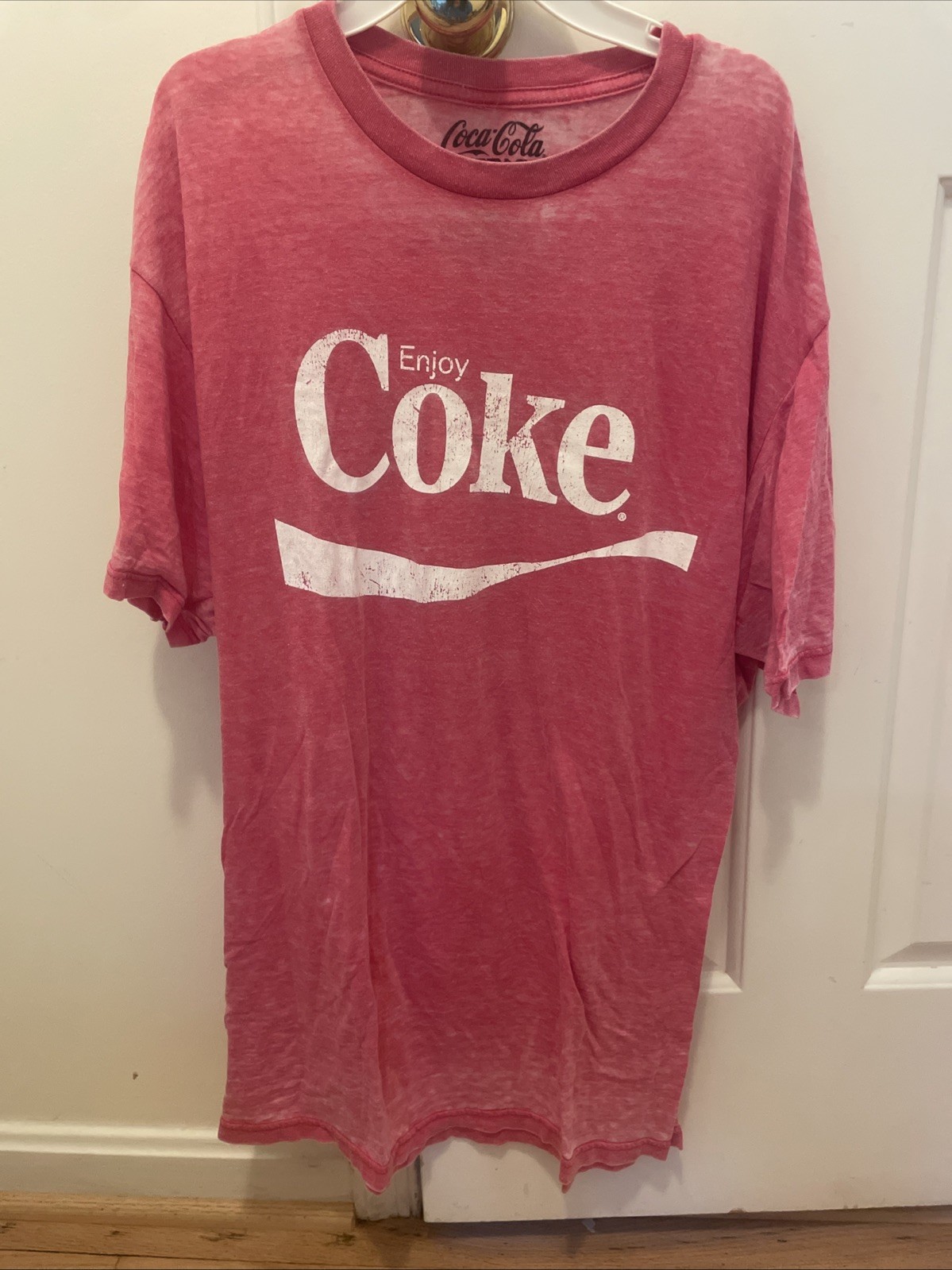 Coca Cola Adult Red Logo Short Sleeve Crew Neck T Shirt SZ XL 50/50 cotton poly