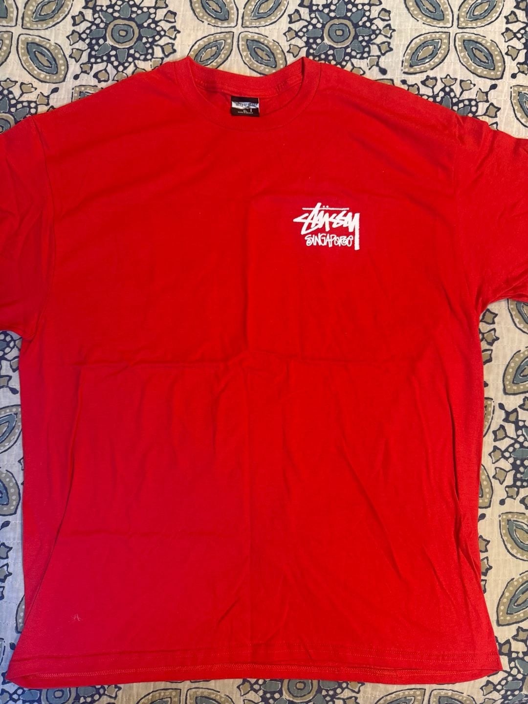 Stussy Singapore Exclusive World Tour Stock Logo Tee Red