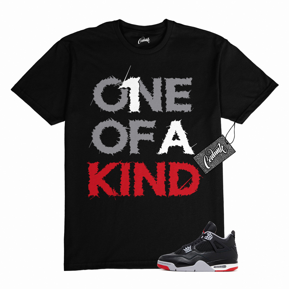 4 Bred Reimagined Cement Grey Varsity Red Summit White T Shirt Match 1OAK Jordan