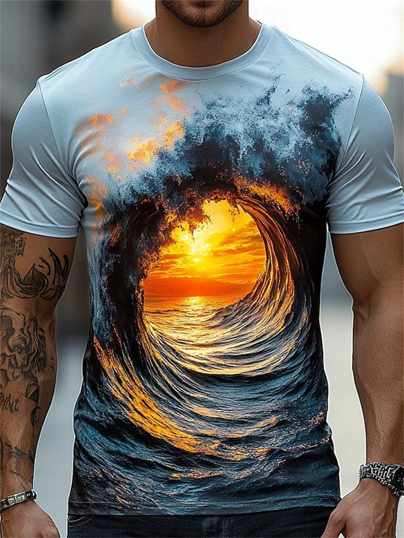 Funny Optical Illusion Graphic T Shirt For Men 3D Printed Art Abstract.