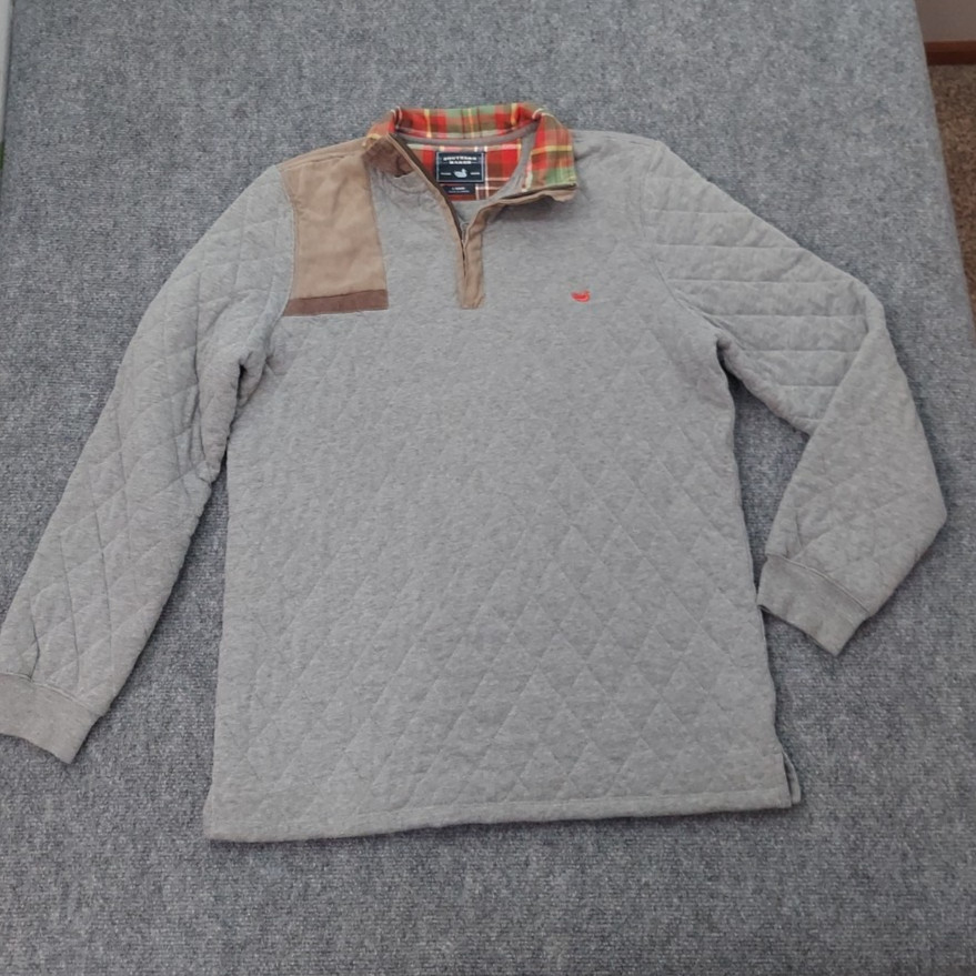 Southern Marsh Shooting Shirt Pullover Mens Large Gray Quilted 1/4 Zip Outdoor