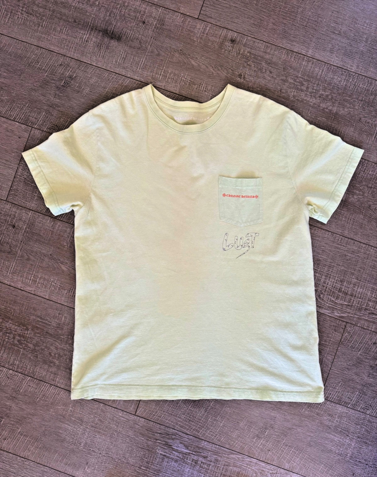 CHROME HEARTS & MATTY BOY Rare “Lust” T Shirt Lime Green XL PTP 24″