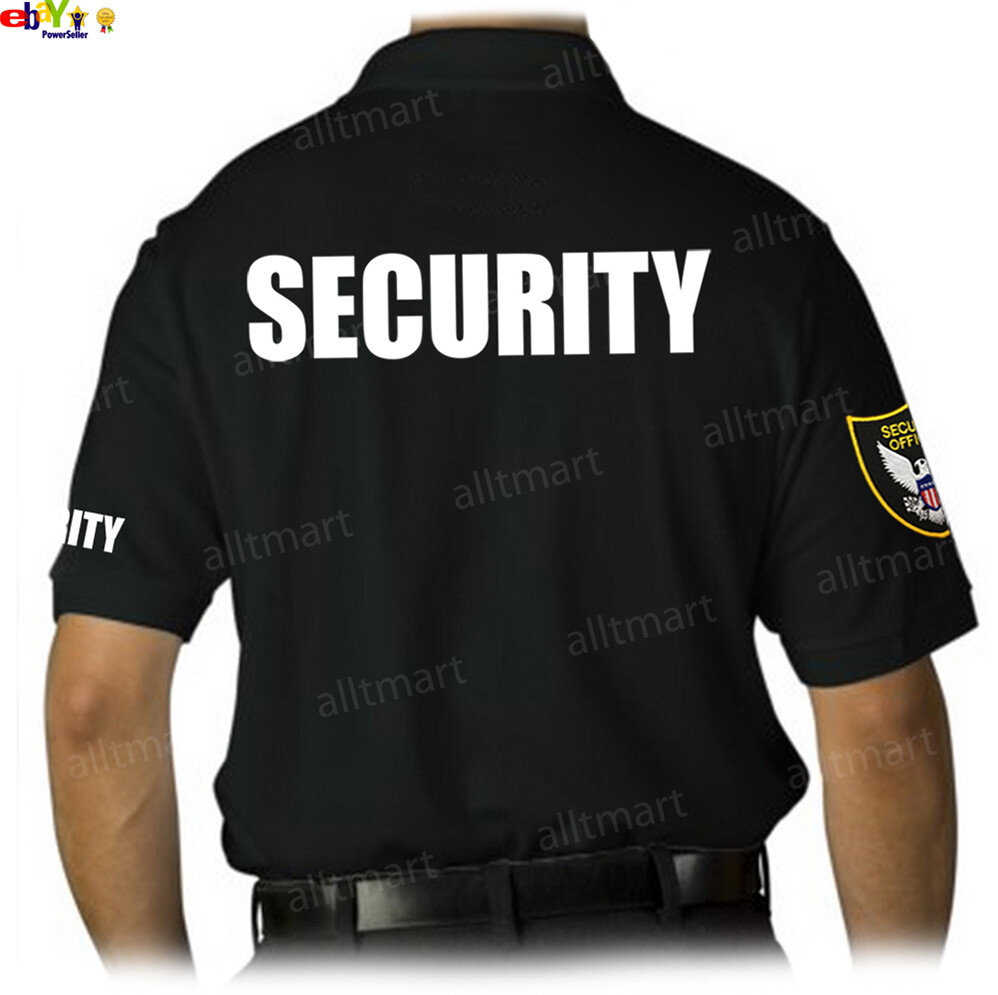 MEN’S PRINTED SECURITY POLO T-SHIRT UNIFORM EMBROIDERY BADGE POLICE STAFF PARTY