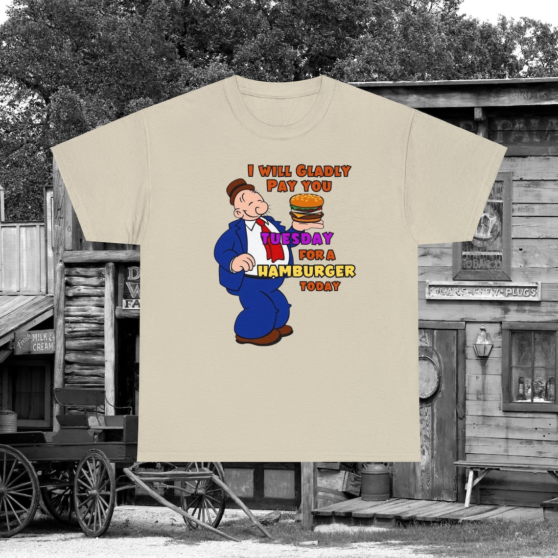 Wimpy Hamburger Quote T-Shirt Popeye Cartoon Graphic Tee Gildan 5000 Unisex