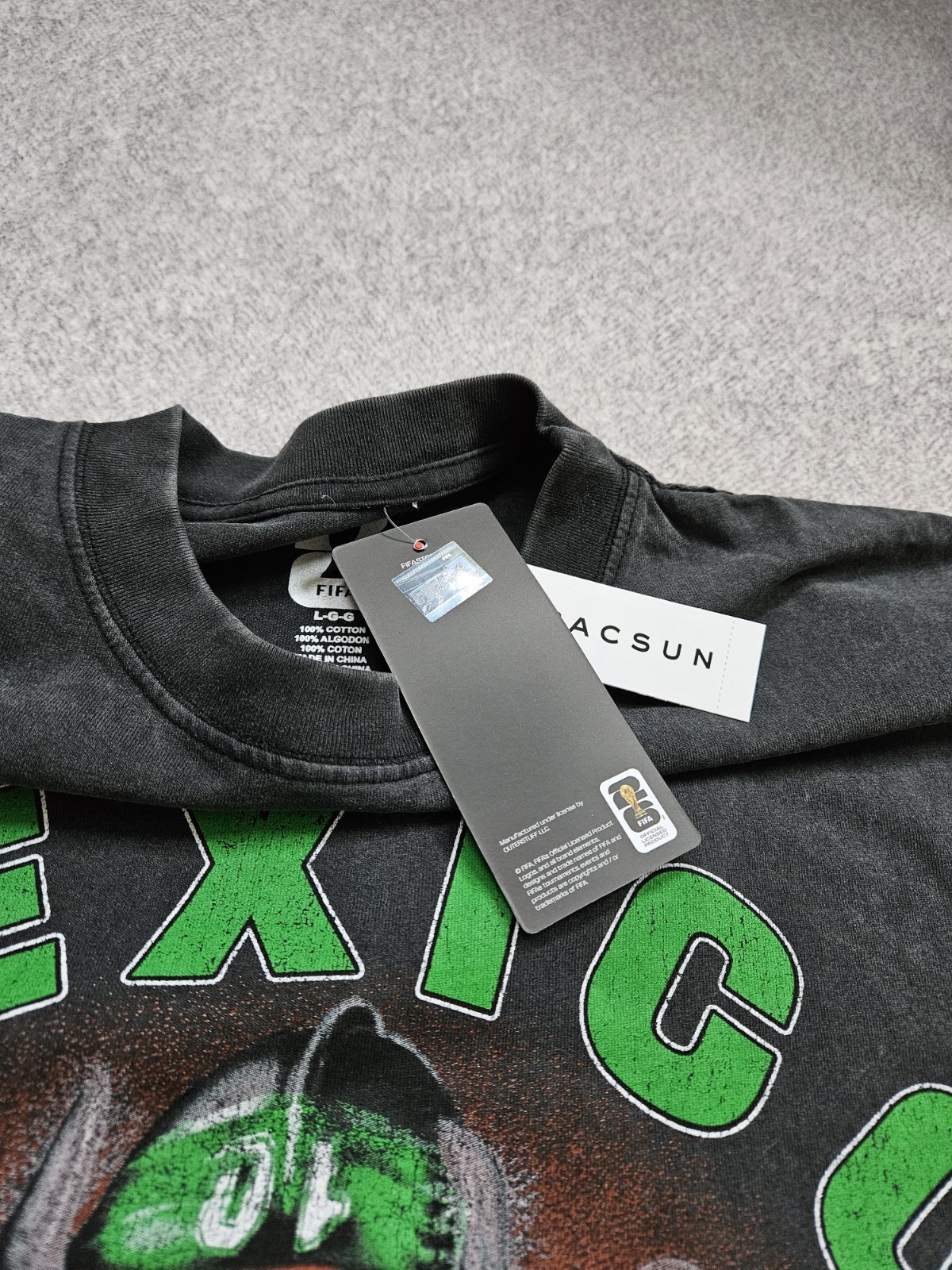 FIFA World Cup 2026 Mexico Dog T-Shirt PacSun Charcoal Wash Mens Size Large NWT