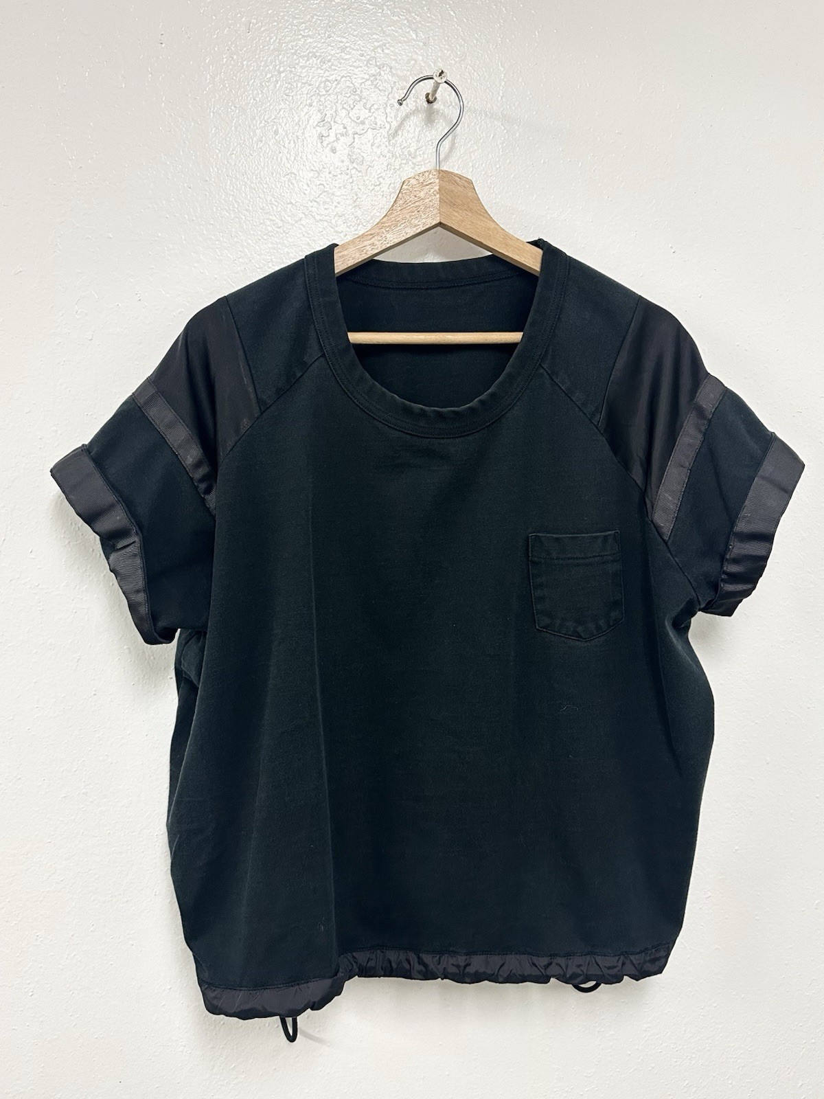 Sacai x Fear of God Rare Collab Black Cotton Nylon Panel T-Shirt
