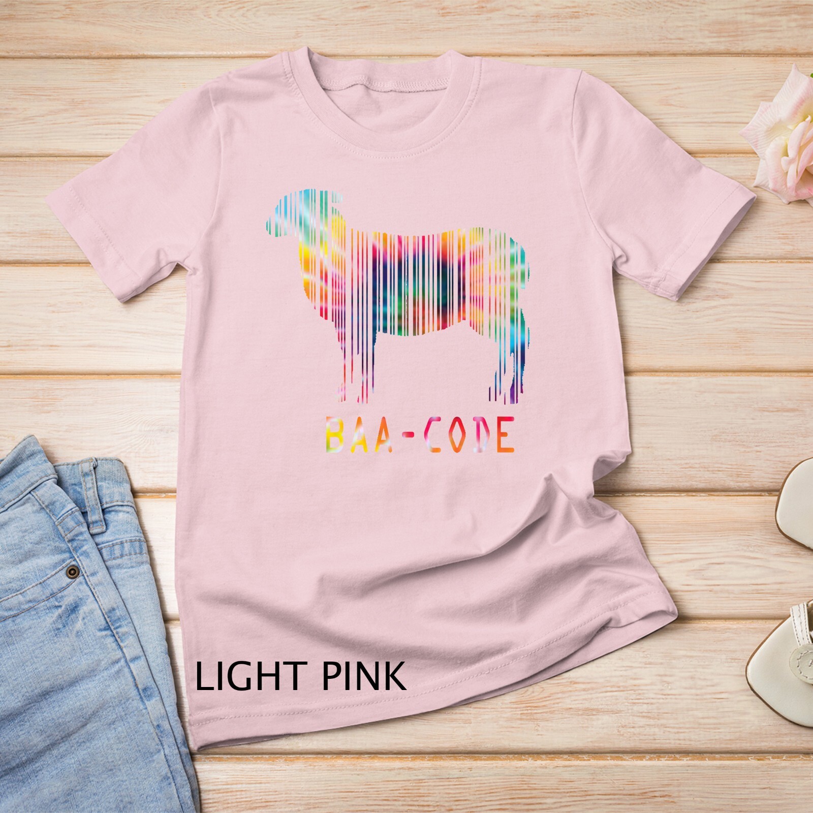 Funny Tie Dye Sheep Shirt BAA CODE Punny Baa-code Sheep Barcode Unisex T-shirt