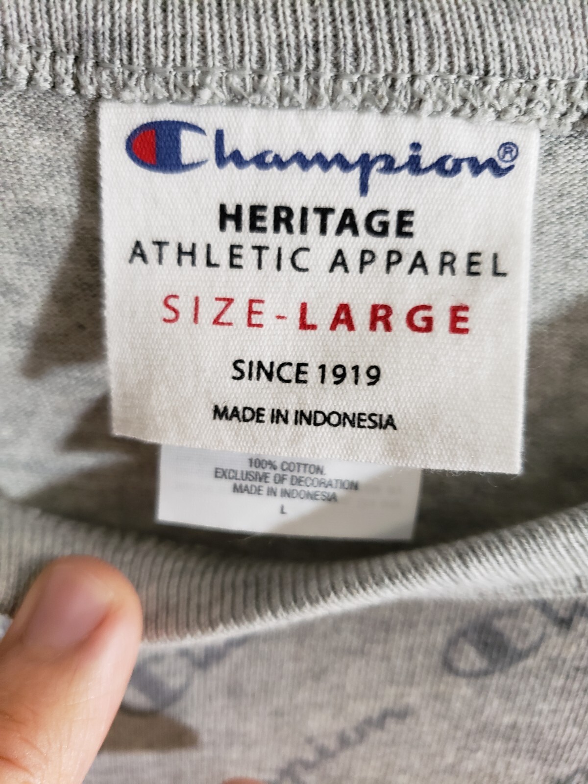 Champion Spellout Diagonal Heritage Athletic Apparel Shirt Gray Mens L NWT grey