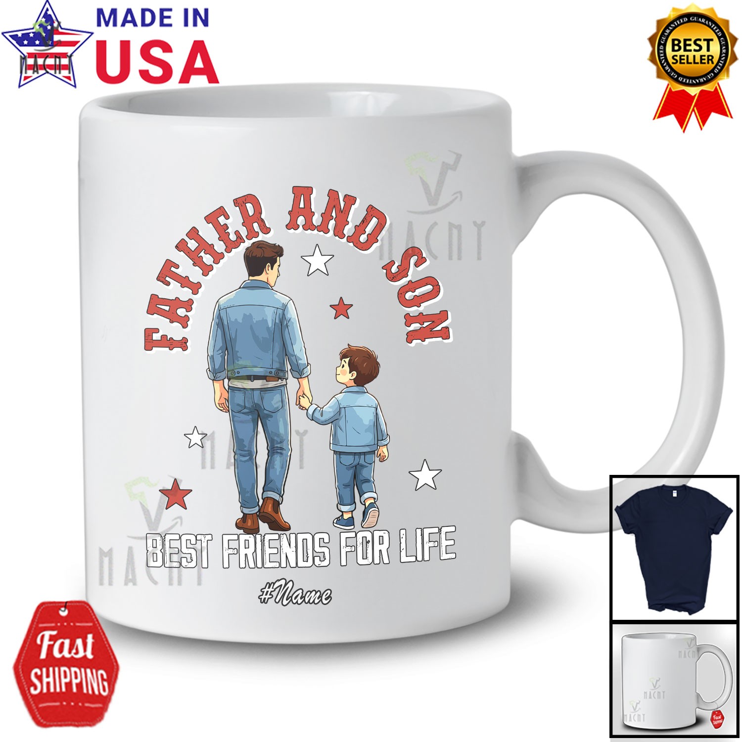 Custom Name Father And Son Best Friends; Awesome Father’s Day Dad Family T-Shirt