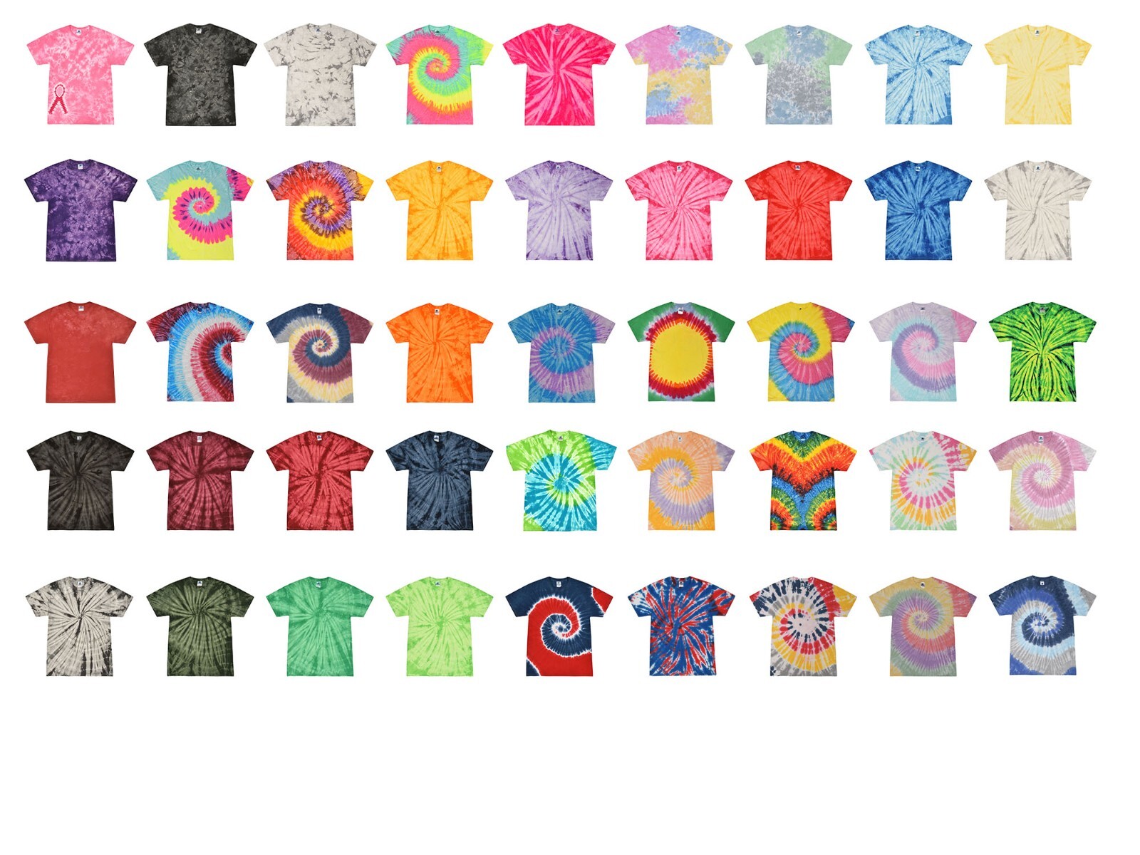 Tie Dye T-Shirts Multi-Color Adult XXXL 100% Cotton Colortone