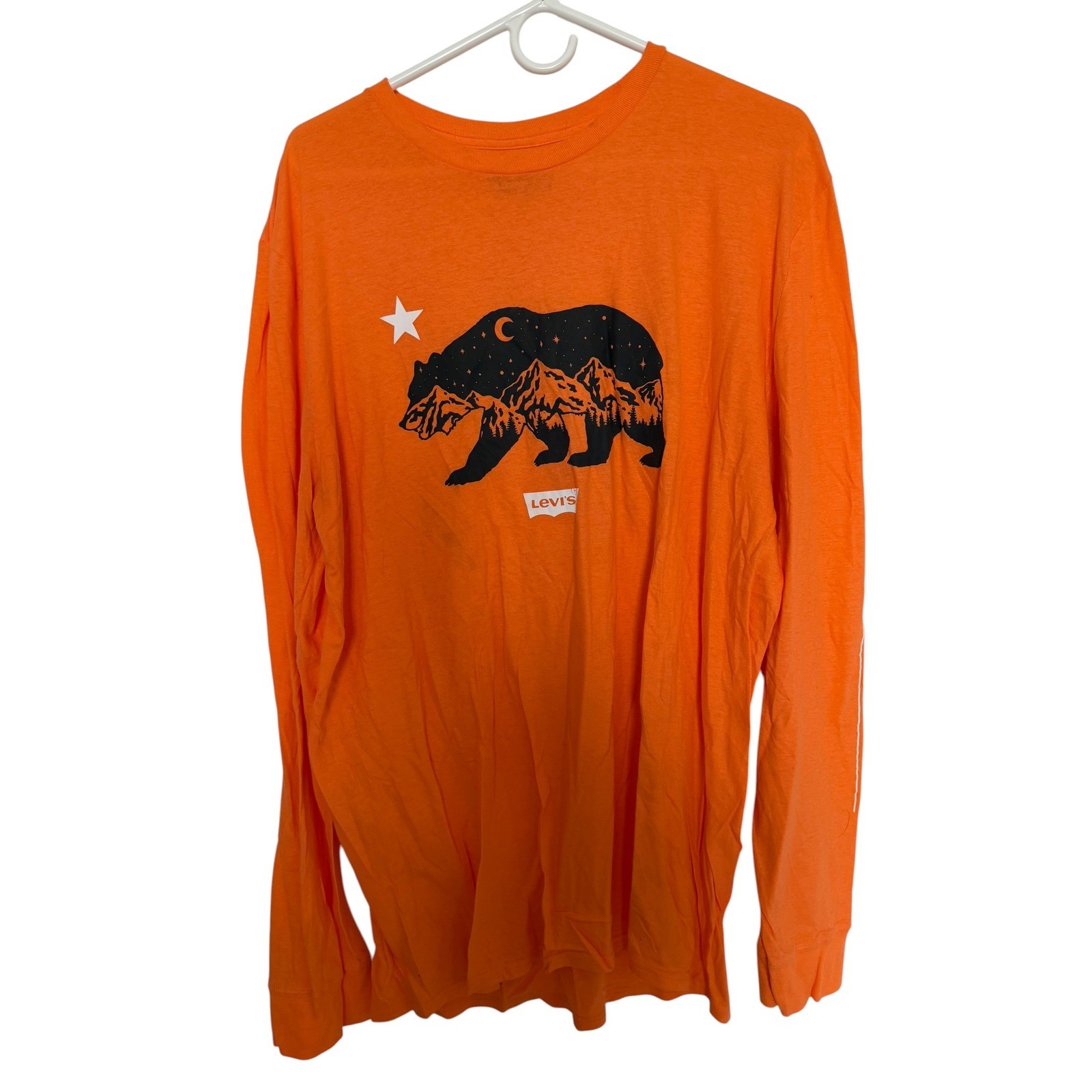 Levis Mens Orange Bear Mountain Graphic Long Sleeve T-Shirt Outdoor Goods L