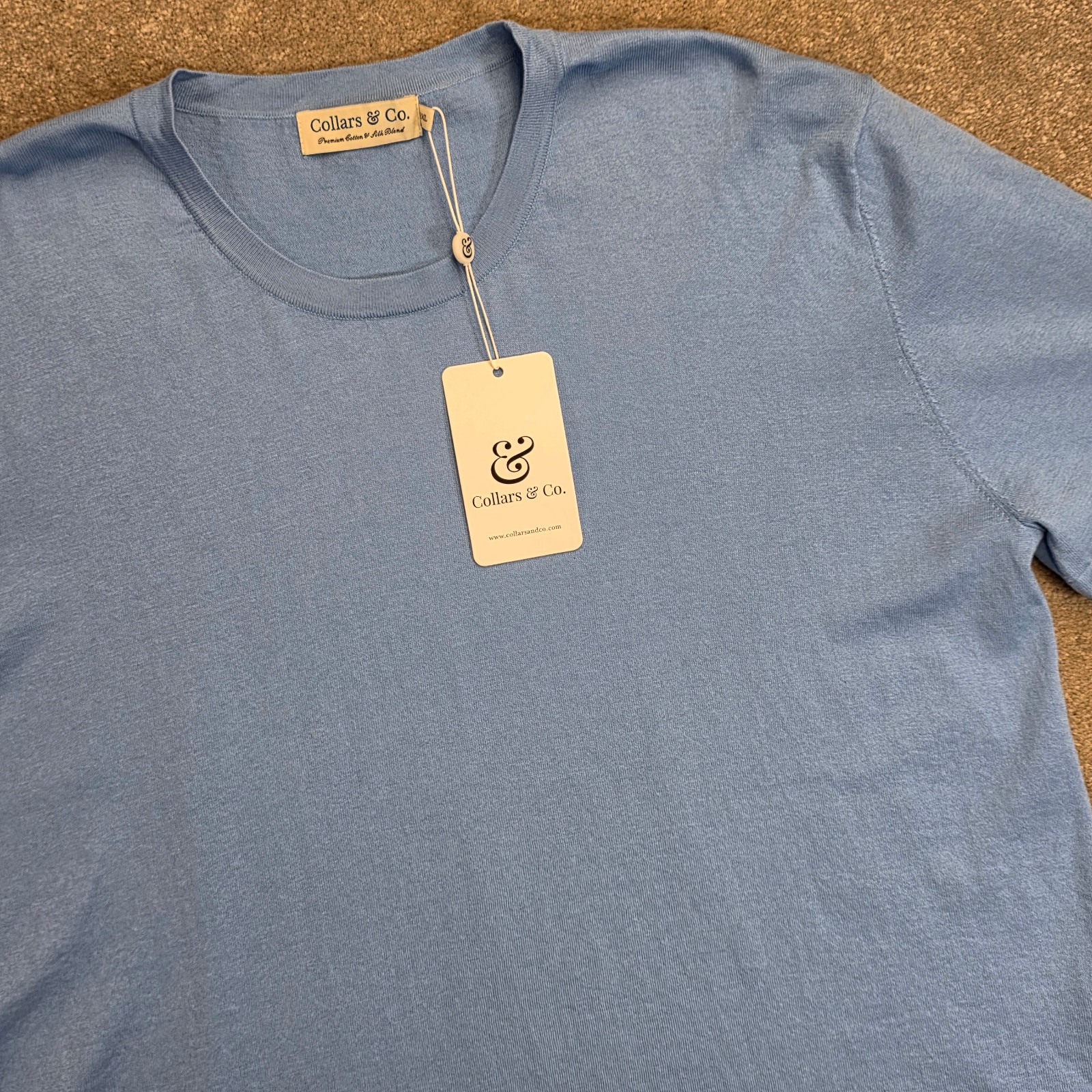 Collars and Co Men’s Lucca Luxury Touch Soft Cotton Silk T-Shirt Size 2XL Blue