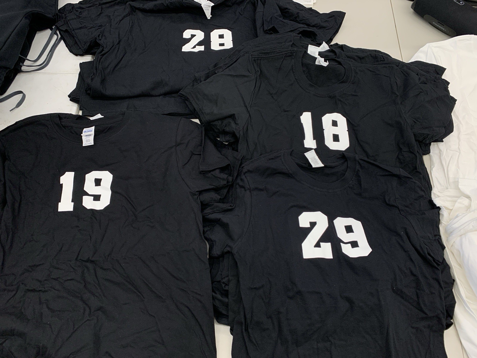 Gildan Soft Style Adult XS S M L XL Number Jersey T-Shirts White Black Team Set