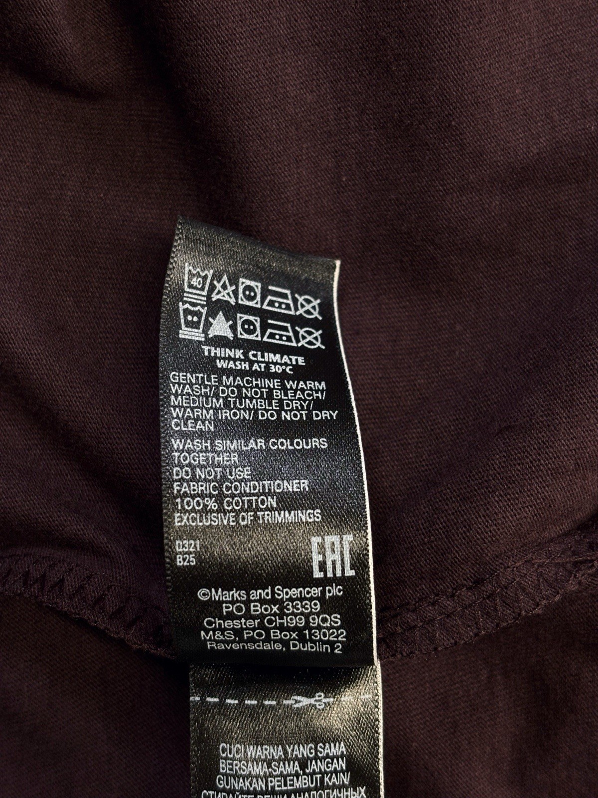 M&S T Shirt 2XL Regular Fit Mens Dark Burgundy New With Defects XXL 47-49in