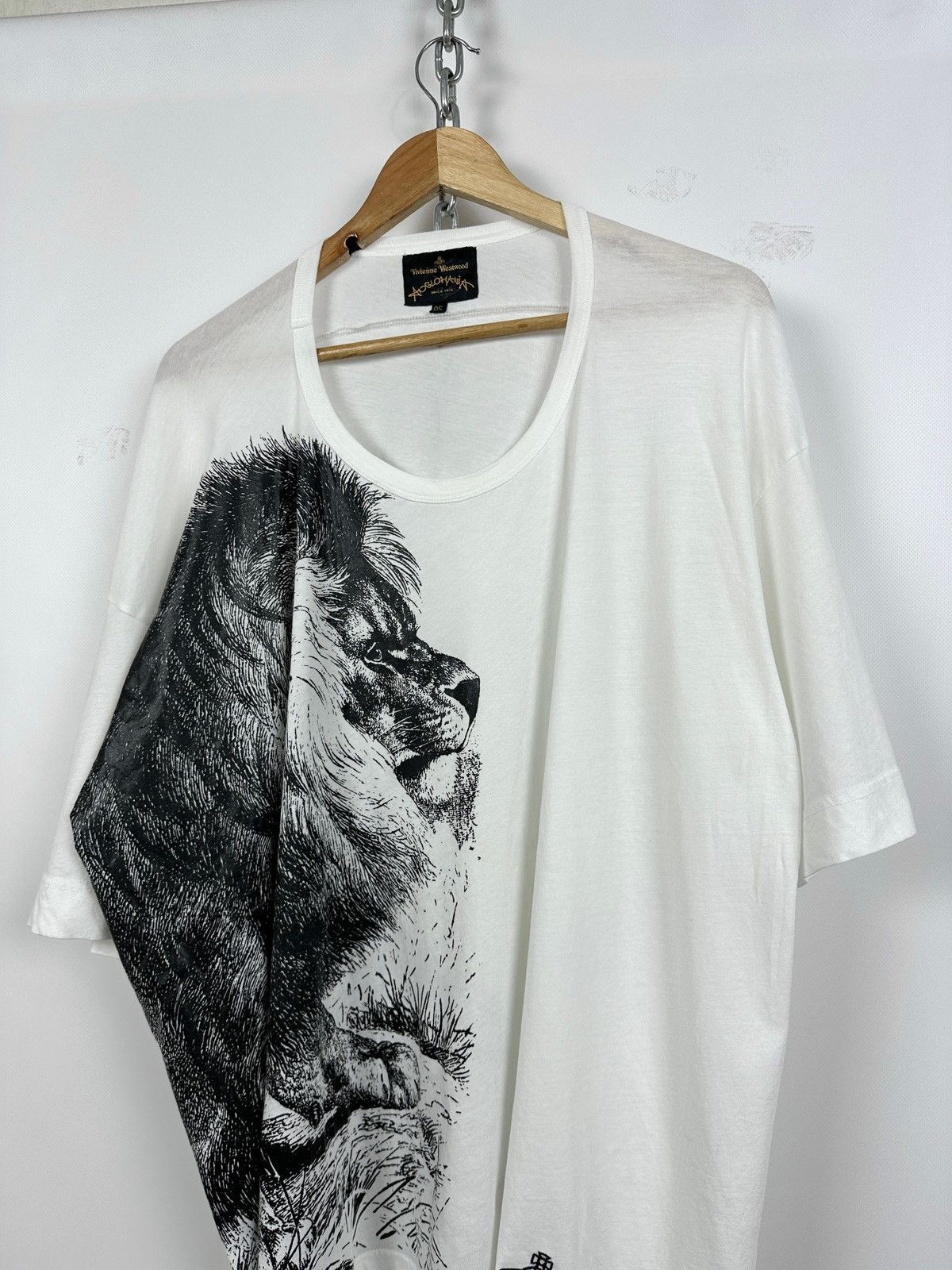 Vivienne Westwood Anglomania Graphic Lion Orb White T-Shirt Size OS