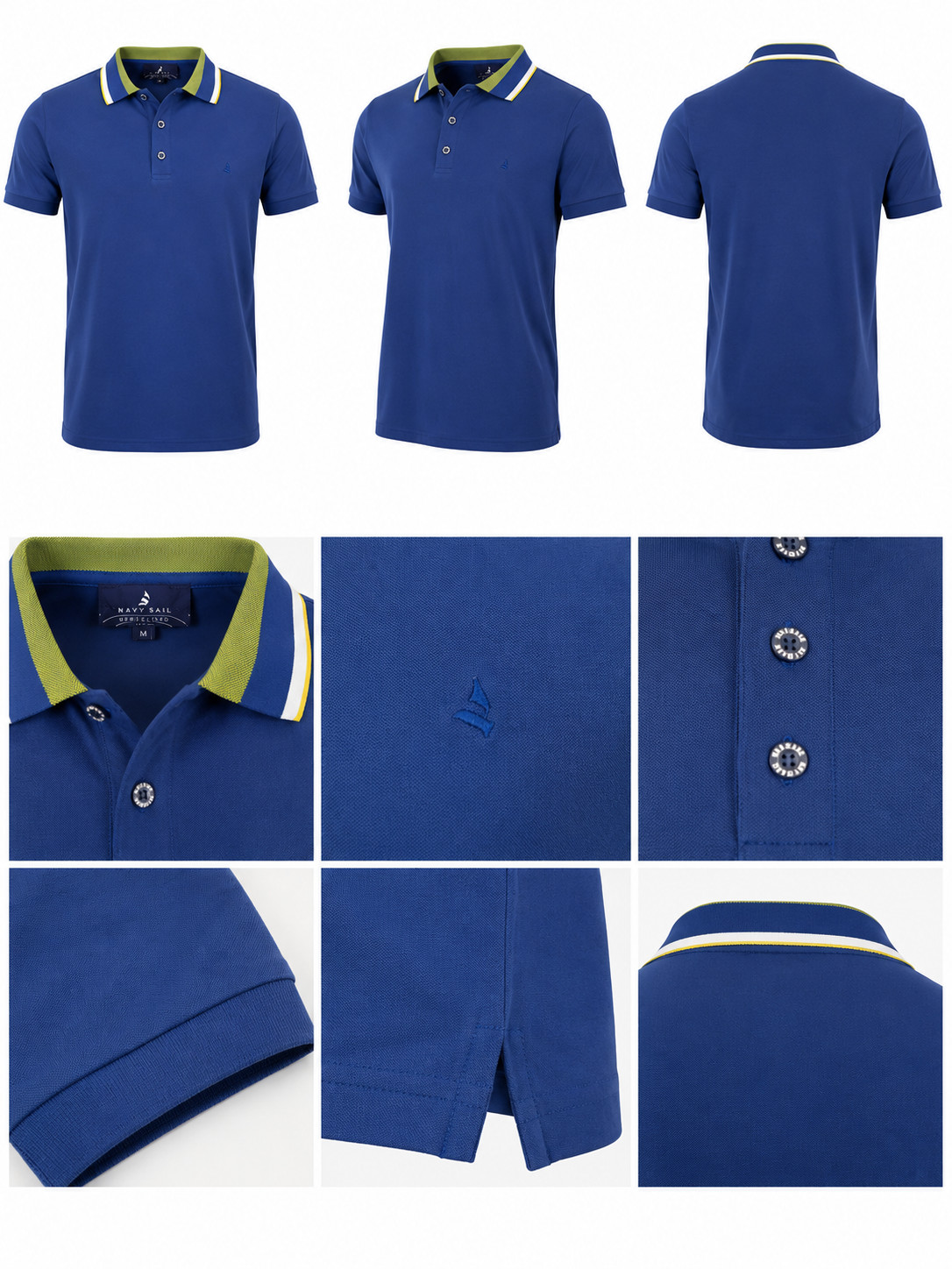 NVE4016 MENS NAVIGATE POLO MERCERIZED COTTON HALF SLEEVE CONTRAST NECK