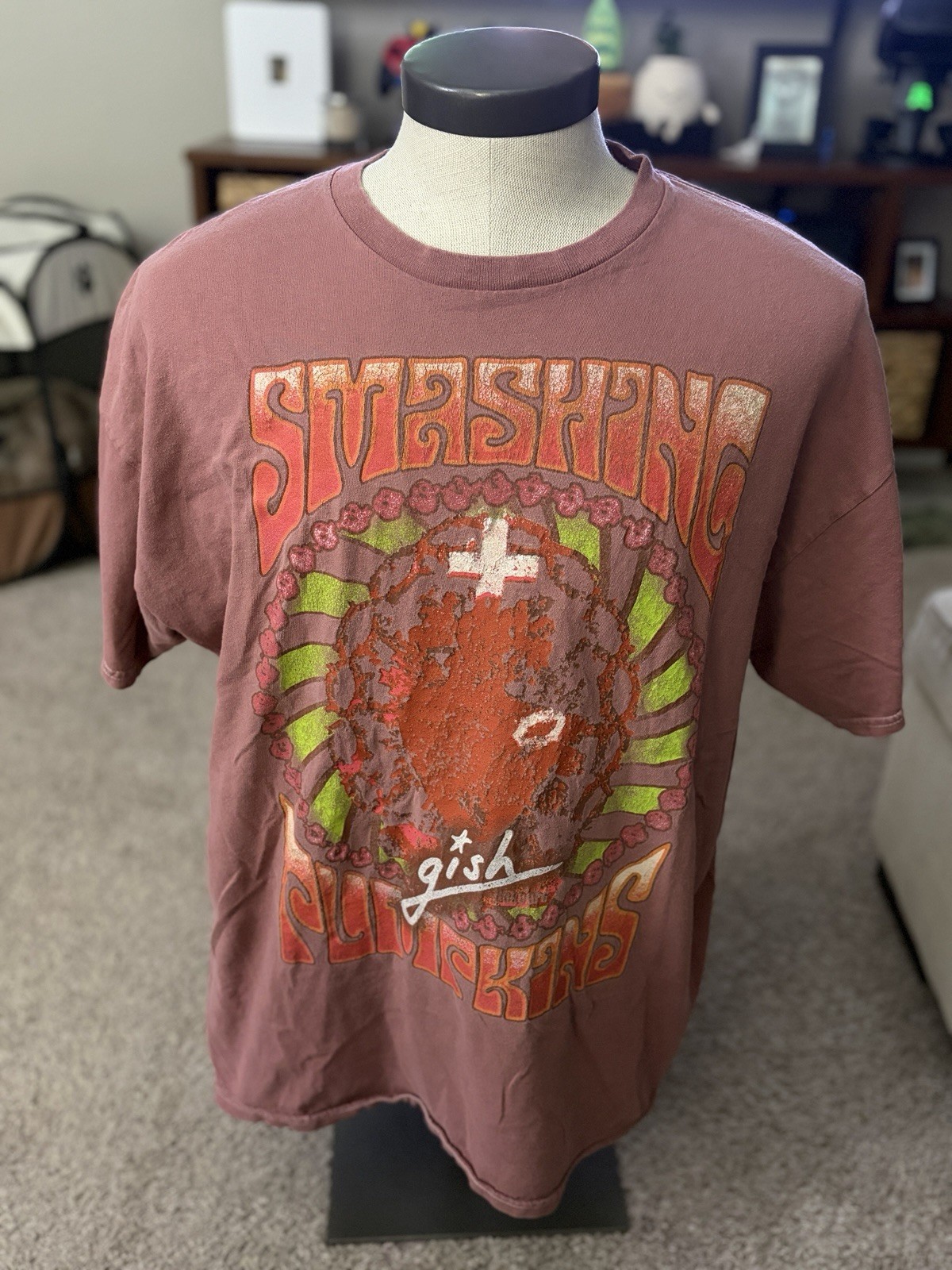 Smashing Pumpkins Gish T-Shirt S/M Mens Maroon Grunge Band Distressed Oversized