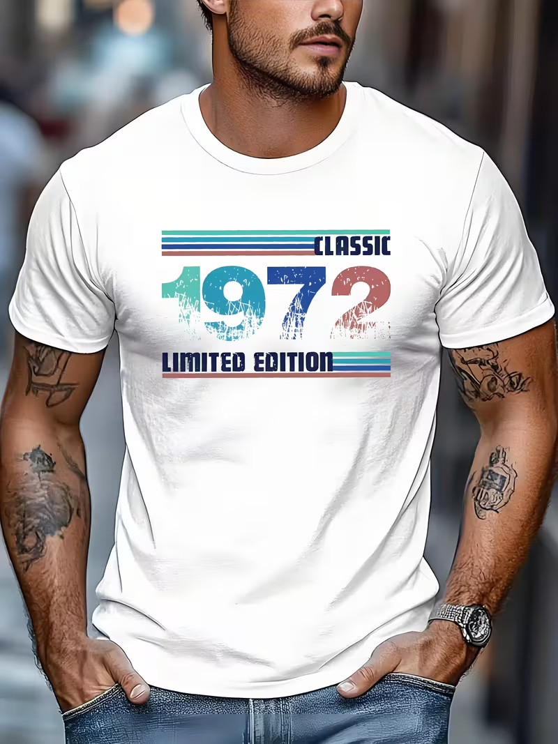Men’S Outdoor Casual Sports T-Shirt, Limited Edition Vintage 1972 Graphic Tee –