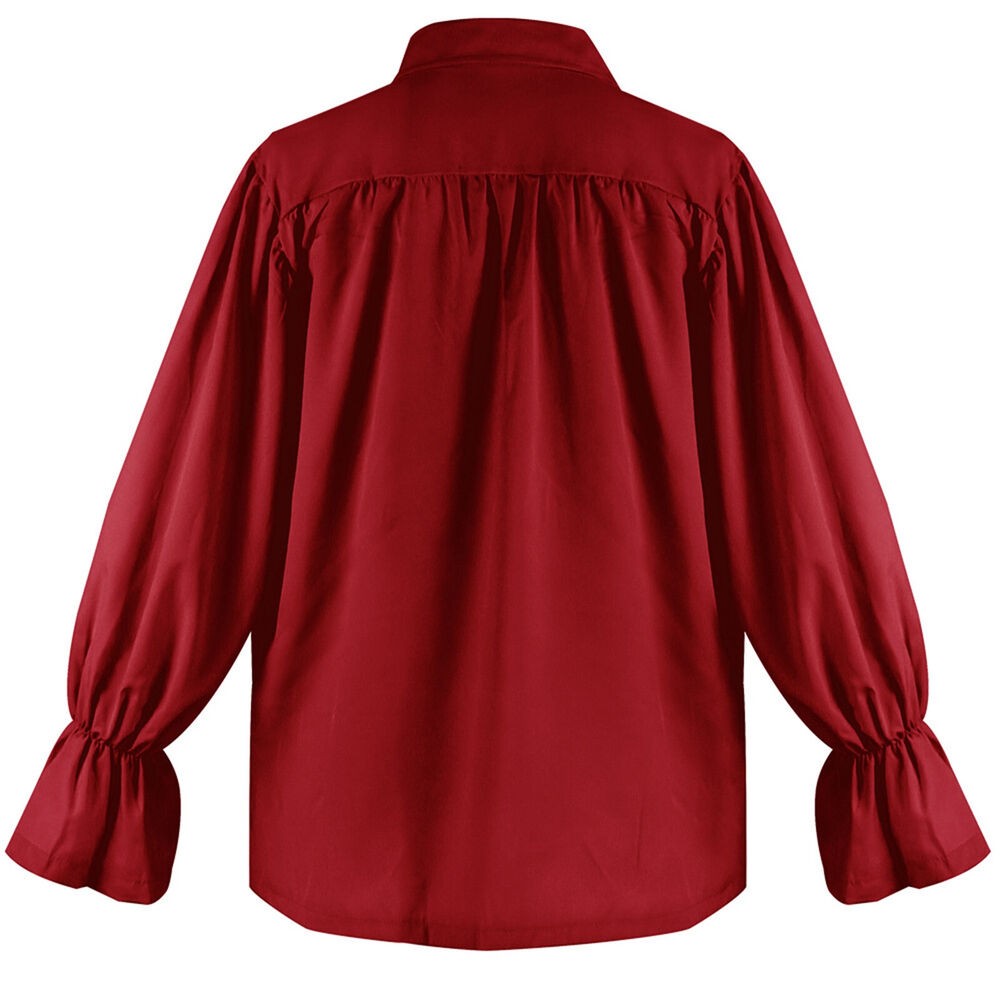 Medieval Lapel Pleated Puffy Sleeve Shirt Men Vintage Long Sleeve Cosplay Shirts
