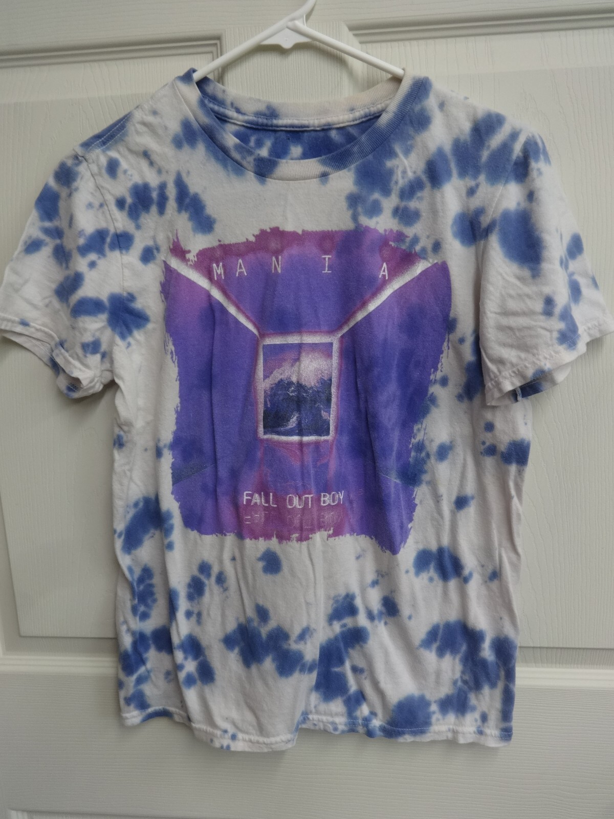 Fall Out Boy Mania Tour Purple Blue Tie Dye Bleach Style Pop Punk Shirt XS