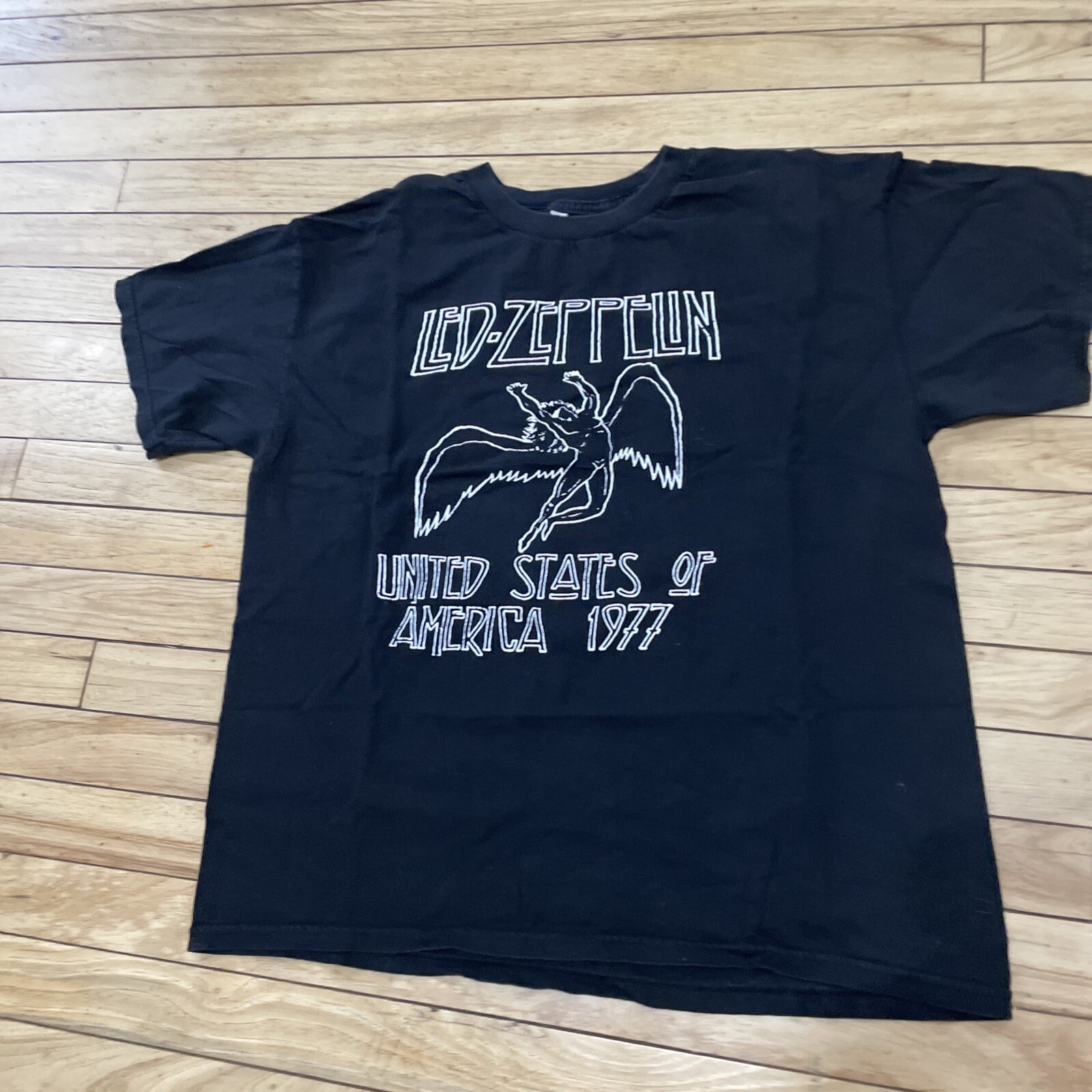 Led Zeppelin Shirt Vtg Y2k ALLSTYLE Men L Black Classic Rock Music Band Tee 42″