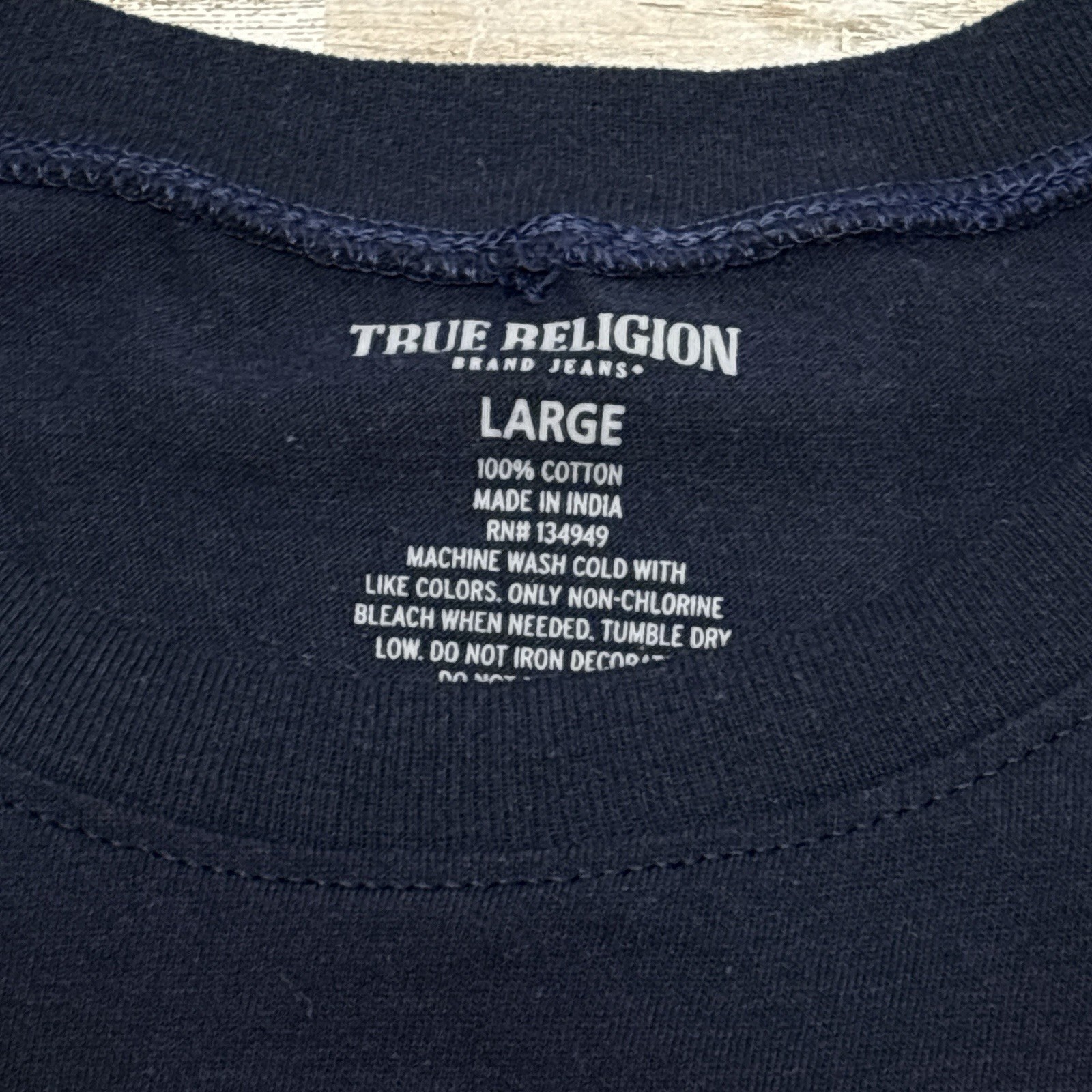 True Religion Black Men’s Cotton T-Shirt Size L Silver Graphic Logo Short Sleeve
