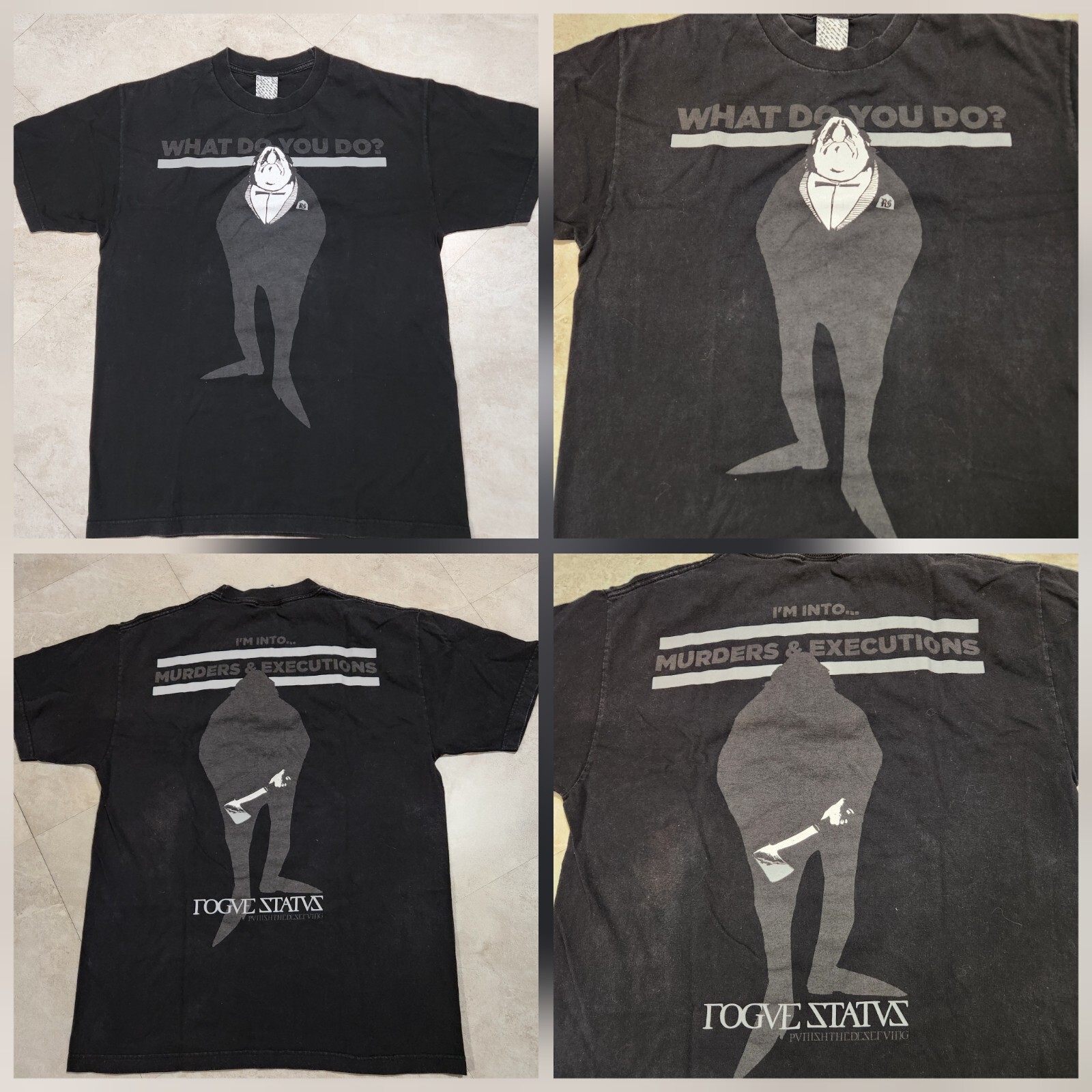 VTG Rogue Status Mens L Large Murders & Executions Double Sided Graphic T Shirt