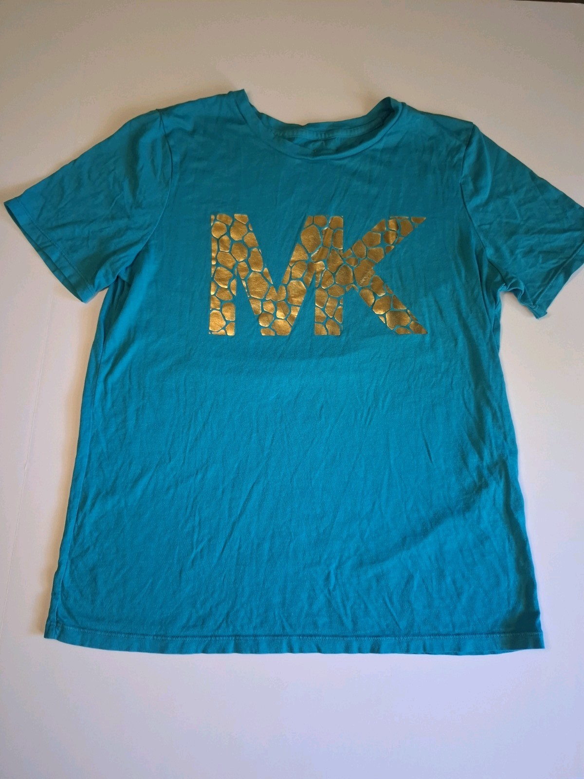 Michael Kors Blue Logo Crew Neck Short Sleeve T-Shirt Size M Unisex Adults