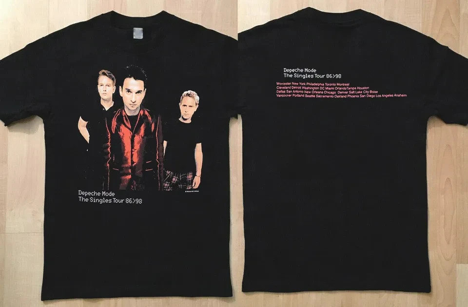Depeche Mode The Singles Tour 86-98 T-Shirt, 90s Depeche Mode Rock Band Tour Shi