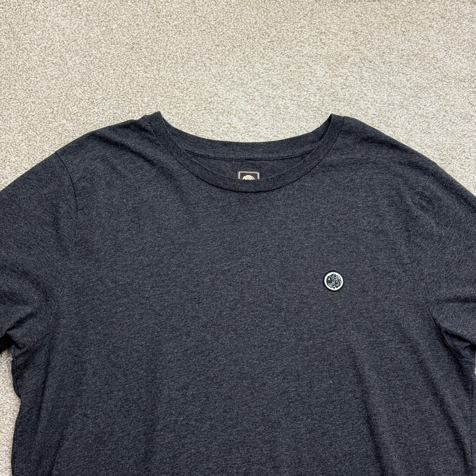 PRETTY GREEN Men’s Charcoal/Marl Grey Cotton T-Shirt Embroidered Logo Top XXL