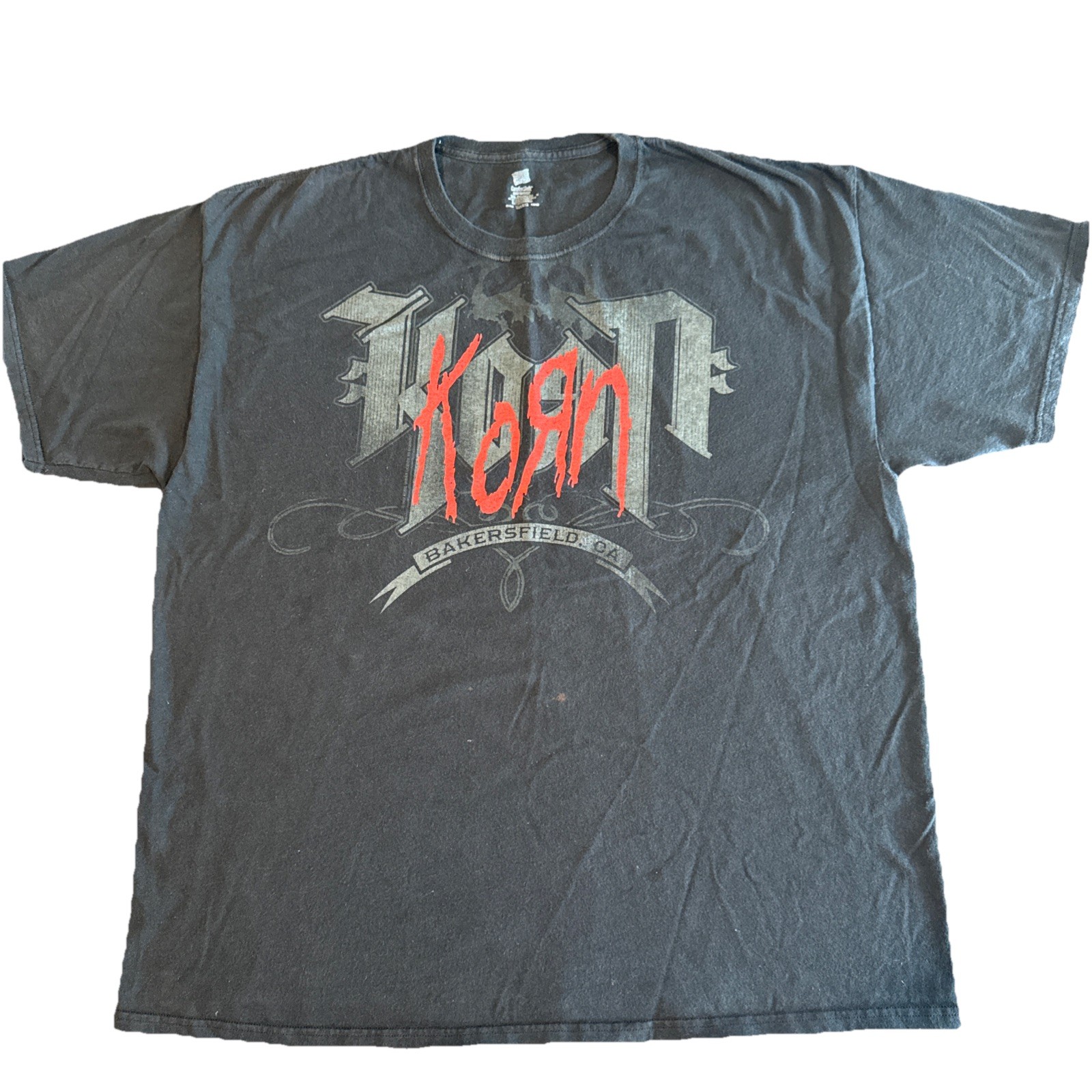 Vintage Y2K KORN Bakersfield, CA T-Shirt Tee Black 2000s Metal Band 2XL XXL