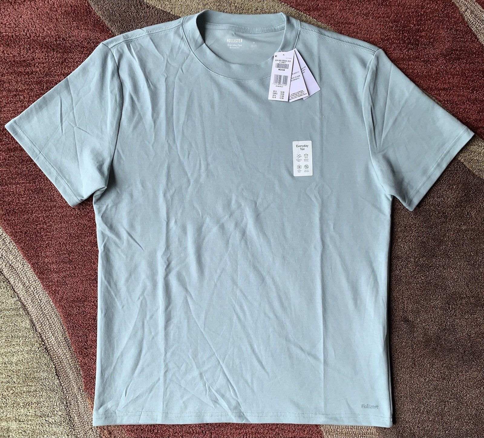NWT Hollister Men M Medium Everyday Tee Relaxed Fit Dark Aqua 55 Cotton/45 poly