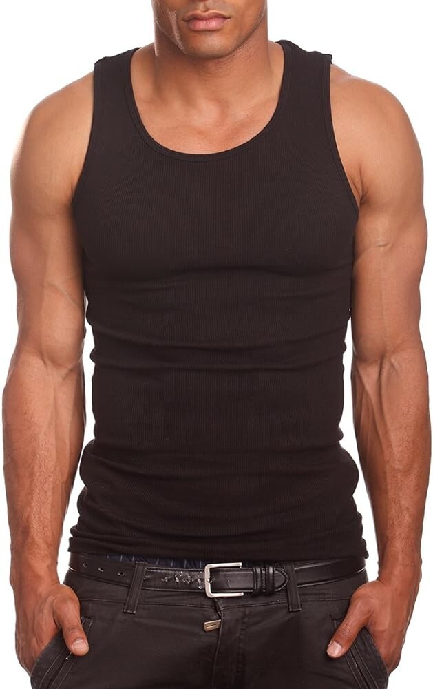 Hangout Mens A-Shirts Black Grey White Undershirt Breathable 12 Pack Size L