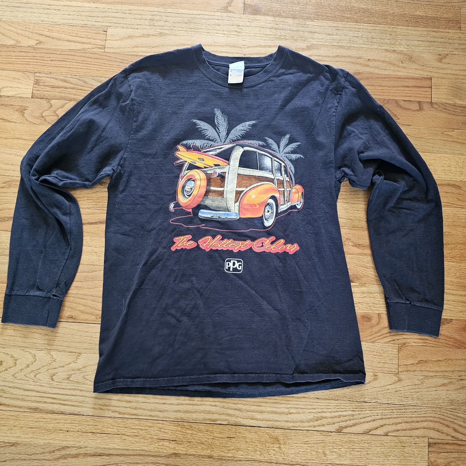 PPG Auto Paint Supply Men’s Long Sleeve T-Shirt Black Large Front Back Logo
