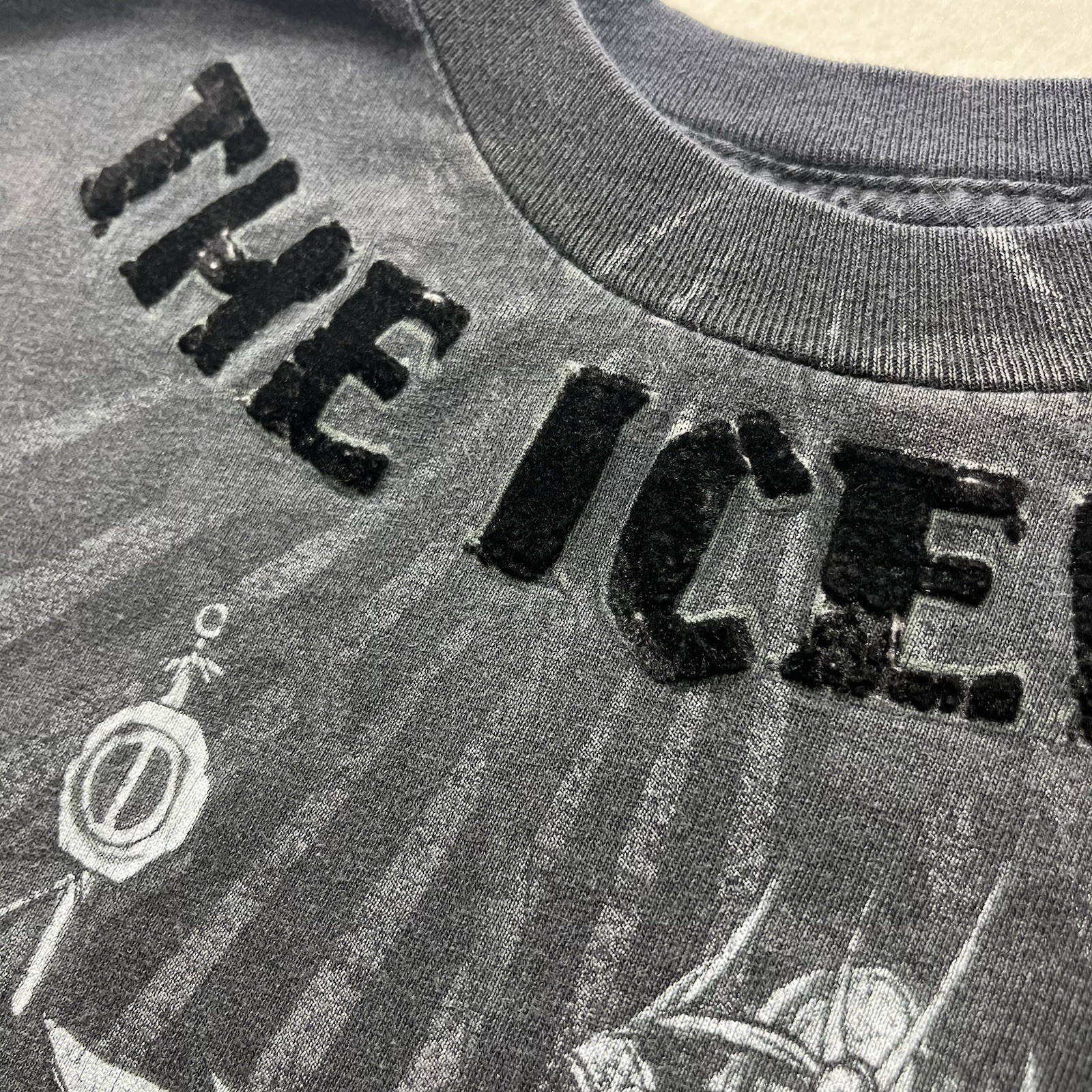 Mens S Chuck Liddell MMA Fighter Elite Iceman Grunge T-Shirt Faded Black Grunge