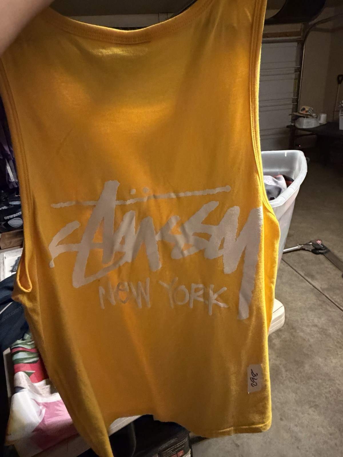 Stussy Men’s Tank Top Yellow Size Medium Scribble Logo