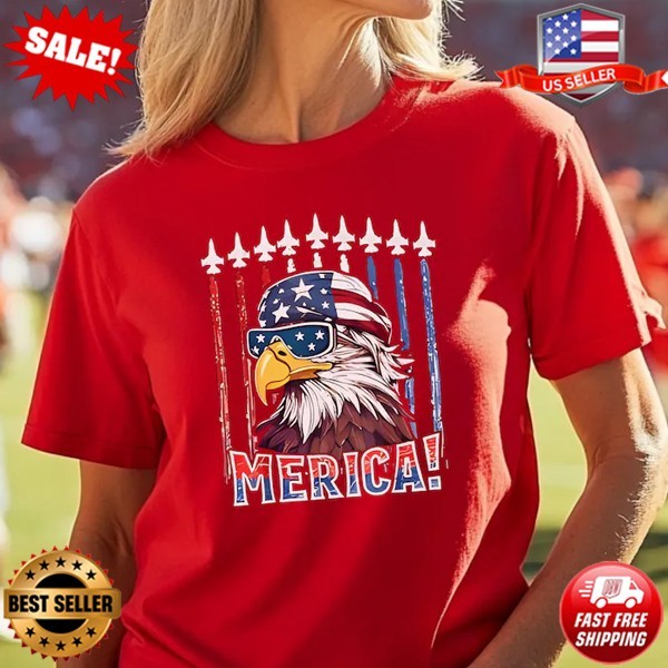 Patriotic Eagle USA T-Shirt: 4th of July Freedom Tee T-Shirt (S-5XL)