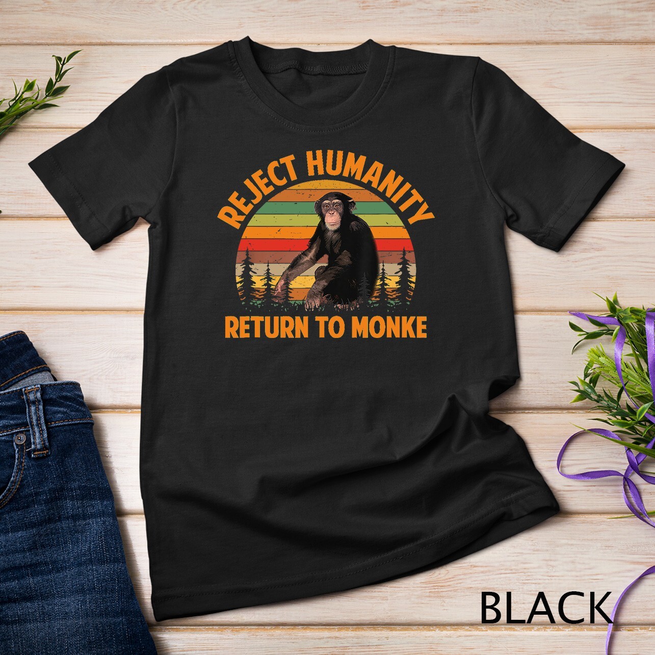Funny Reject Humanity Return to Monke Meme Monkey Evolution Unisex T-shirt