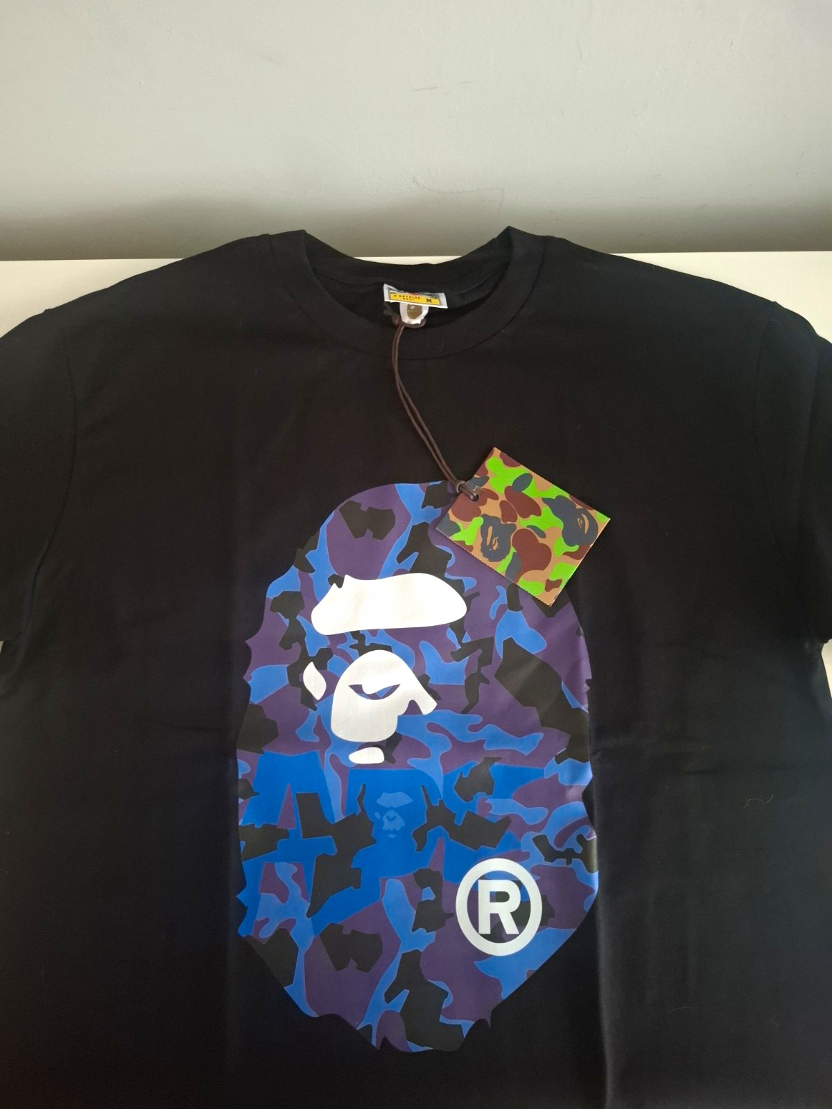 A Bathing Ape BAPE Men’s M Black Camo Ape Head Logo Crewneck T-Shirt