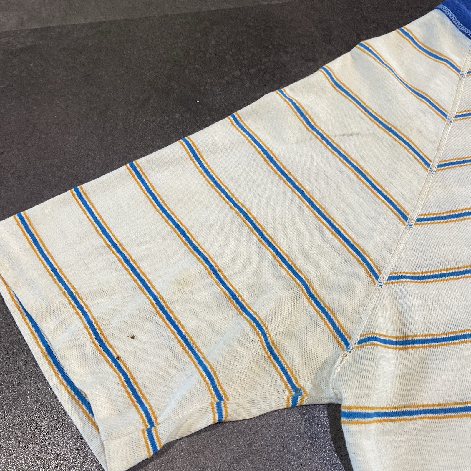 Vintage 60s 70s Montgomery Ward Striped T Shirt XL Distressed Worn Faded Surf
