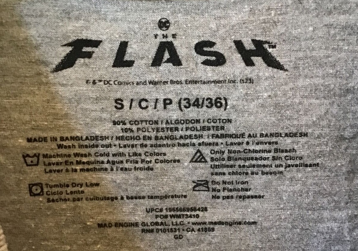 DC Comics THE FLASH Super Icons Men’s S, M, L, XL, 2X, 3XL Heathr Gray Shirt S/S