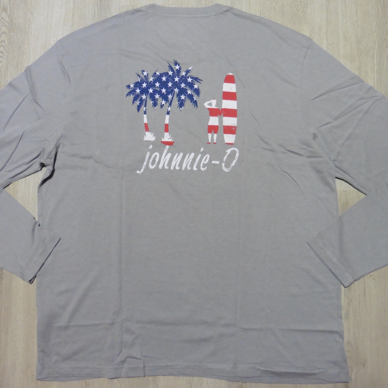 JOHNNIE O Mens S M L XL 2XL T SHIRT US PALM TREE STEEL GREY FLAG GOLF BRENNAN