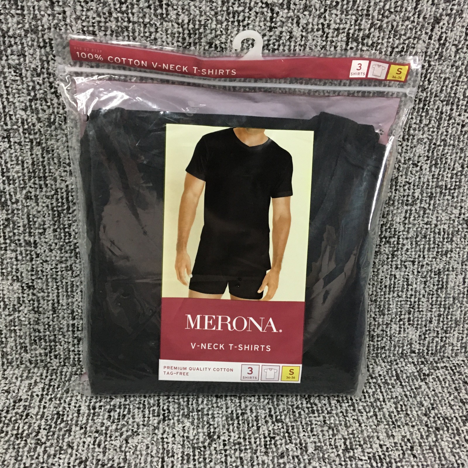 Merona 3 Pack Men’s Black V-Neck T-Shirt Small 34-36 S Cotton NEW 2012